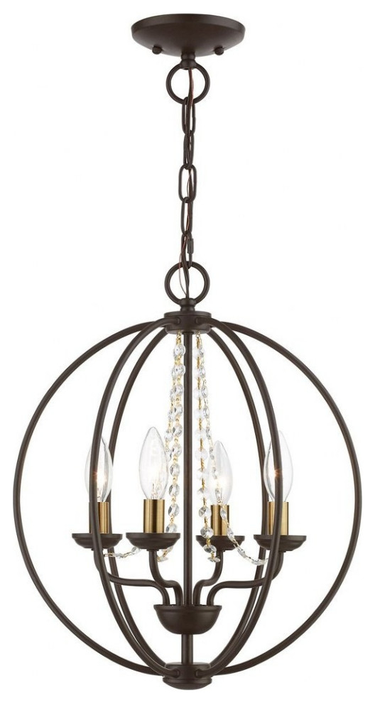 Transitional Four Light Chandelier-Bronze/Antique Brass Finish ... for Understanding Bronze With Antique Brass Accents Transitional Chandeliers for Your Home