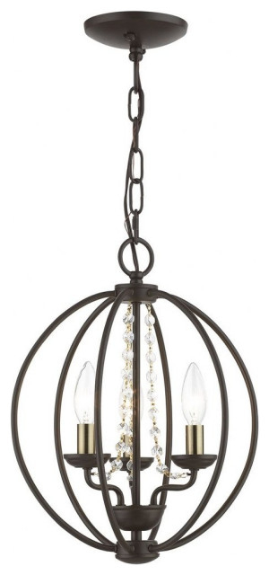 Transitional Three Light Chandelier-Bronze/Antique Brass Finish ... intended for