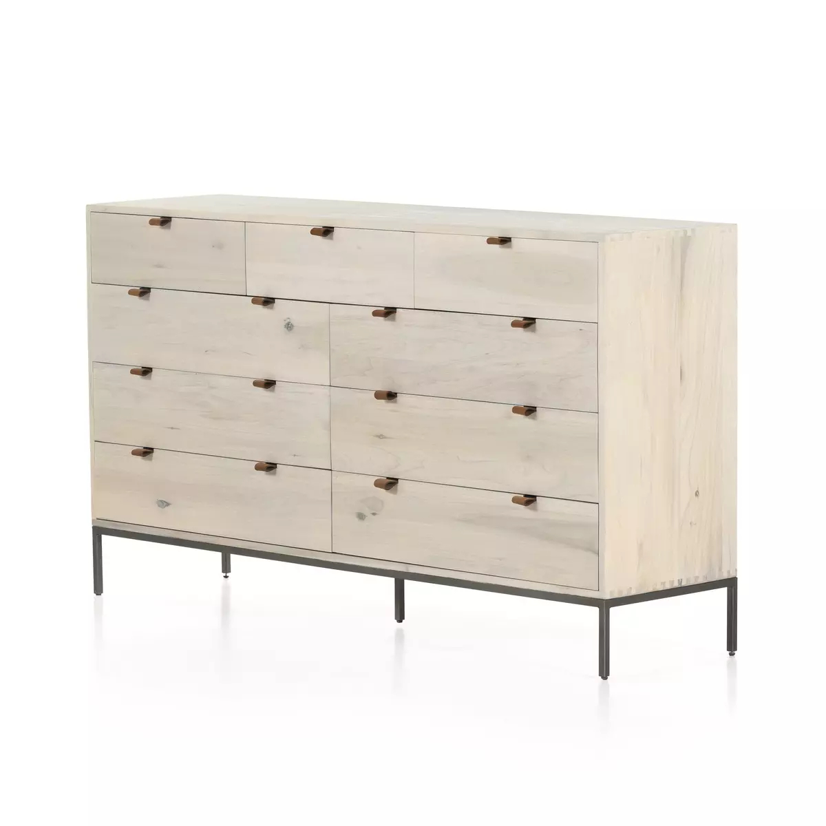 Trey 9 Drawer Dresser Dove Poplar Four Hands regarding