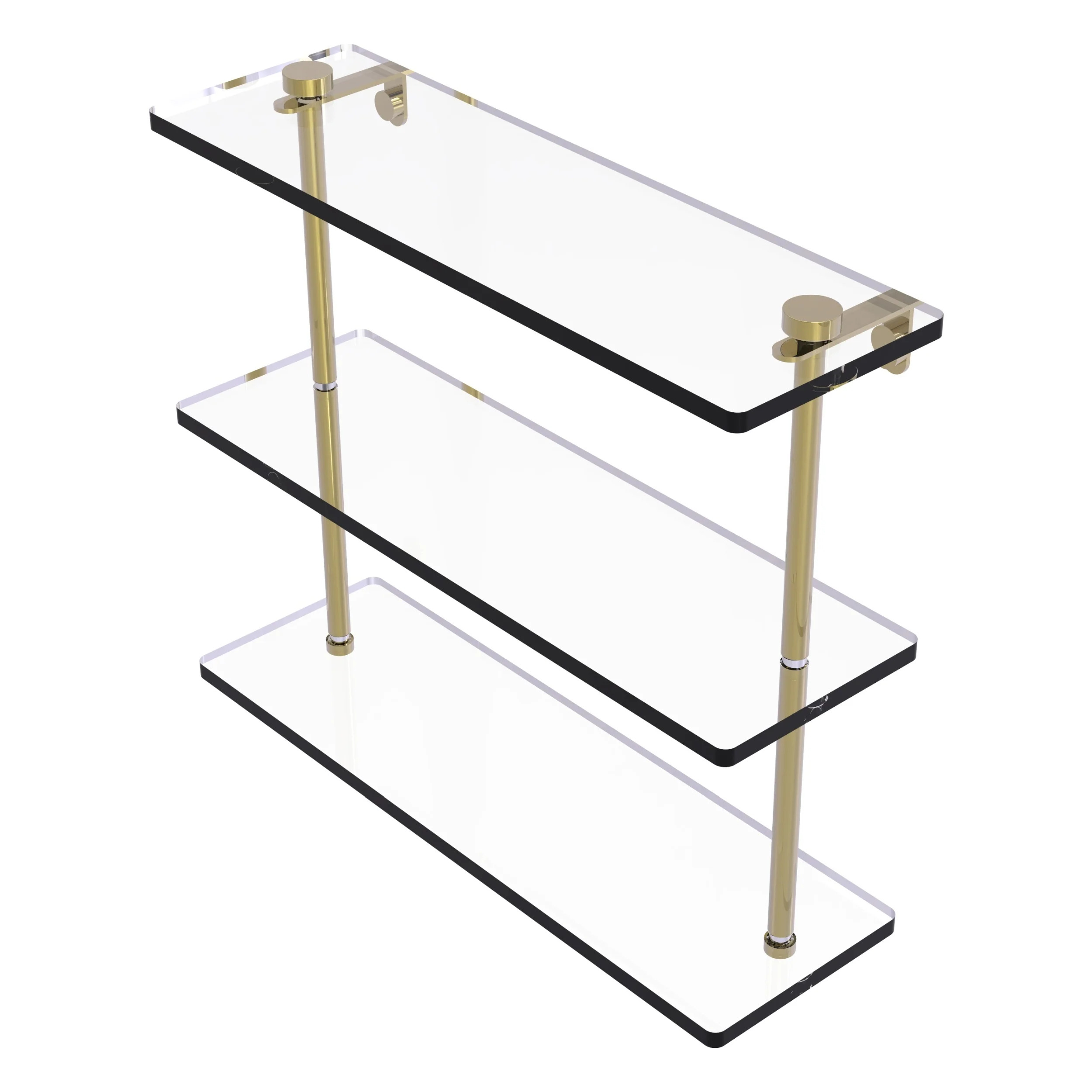 Triple Tiered Glass Shelf - Unlacquered Brass / 16 Inch - Walmart.com with Expert Tips for Installing and Maintaining Your Allied Brass 16" Triple Tiered Glass Shelf