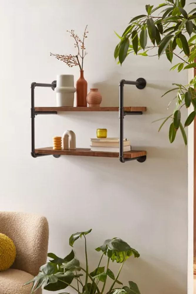Urban Outfitters 2-Tier Industrial Wall Shelf | Pacific City within Elevate Your Space How to Style the Danya B. 2-Tier Industrial Shelf