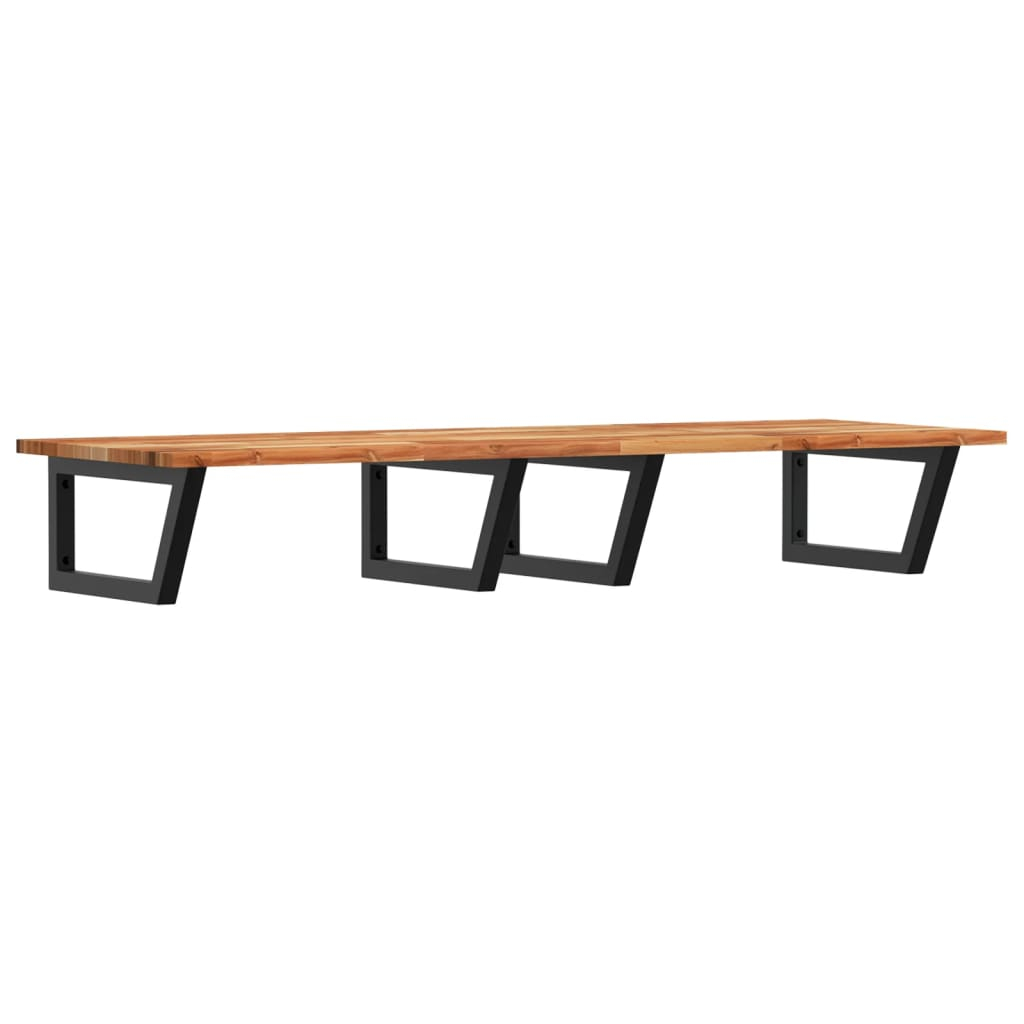 Vidaxl Basin Shelf Wall Mounted Steel And Solid Wood Acacia | Vidaxl.co.uk regarding Understanding the Appeal of Vidaxl Acacia and Steel Wall Shelves