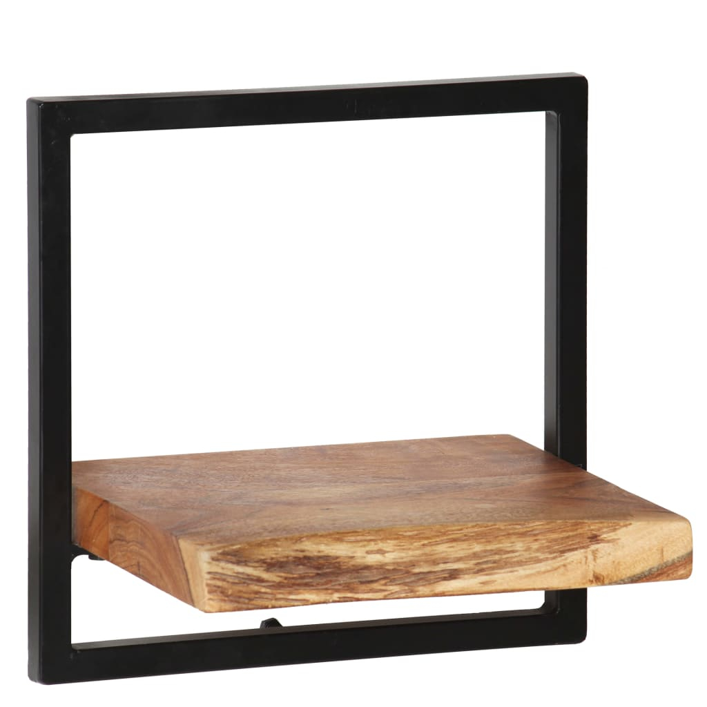 Vidaxl Wall Shelf Set 5 Pieces Solid Acacia Wood And Steel | Vidaxl.com.au inside
