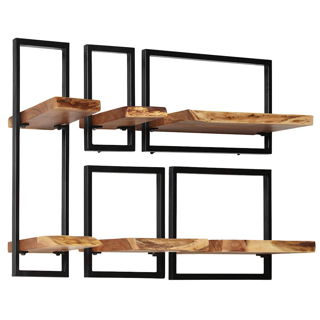 Vidaxl Wall Shelf Set 5 Pieces Solid Acacia Wood And Steel | Vidaxl.com in Understanding the Appeal of Vidaxl Acacia and Steel Wall Shelves