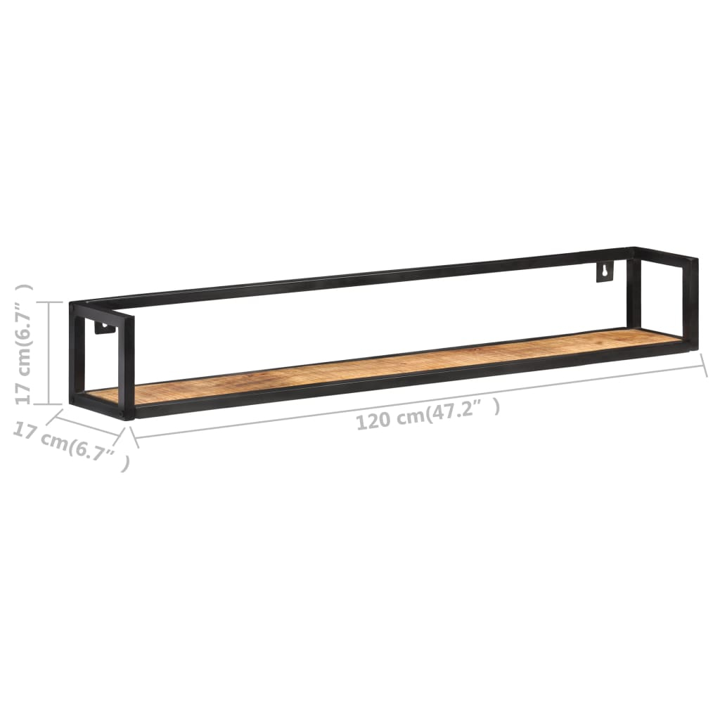 Vidaxl Wall Shelves 2 Pcs 120 Cm Rough Mango Wood | Vidaxl.com.au regarding Understanding the Appeal of Vidaxl Acacia and Steel Wall Shelves