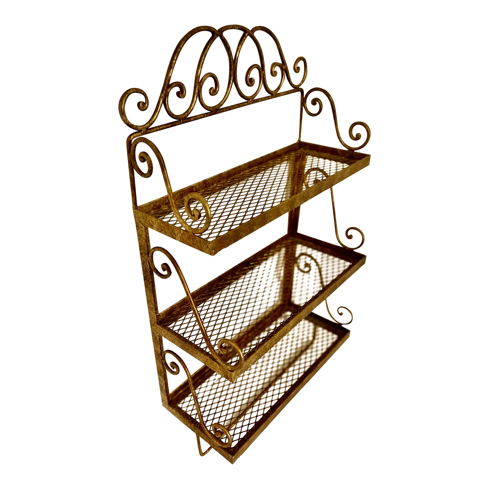 Vintage Gilt Wrought Iron Scrolling Shelf | Chairish intended for Unlock Storage Potential The 15"L x 40.5"H Iron Shelf Explained