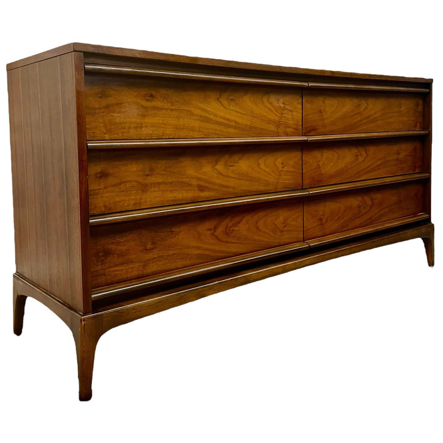 Vintage Mid Century Modern Lane Walnut First Edition Six Drawer Dresser ... in A Deep Dive into the Walnut Veneer of the Dann Foley Six Drawer Dresser