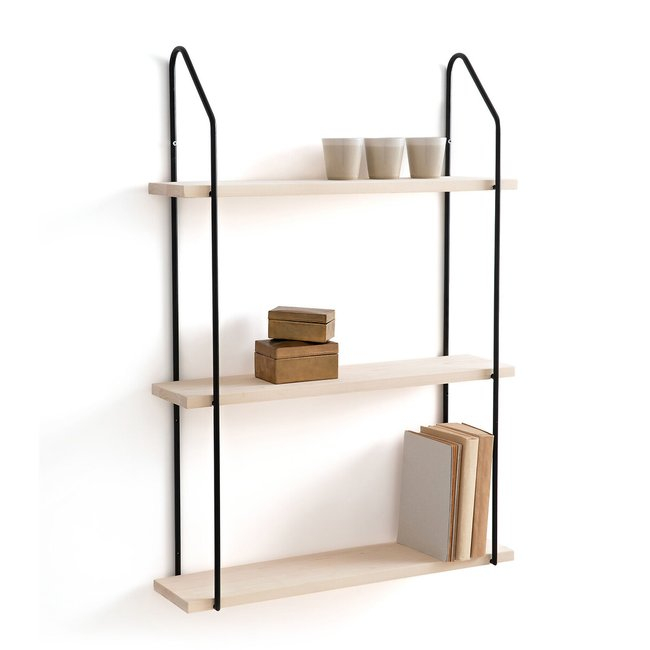 Vinto 65Cm Long Pine & Metal Triple Wall Shelf La Redoute Interieurs ... for
