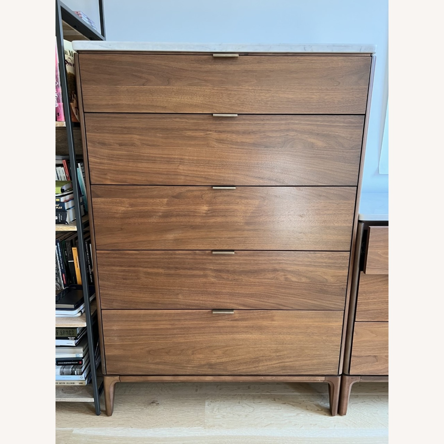 West Elm Parker 5 Drawer Dresser Walnut/Marble - Aptdeco pertaining to