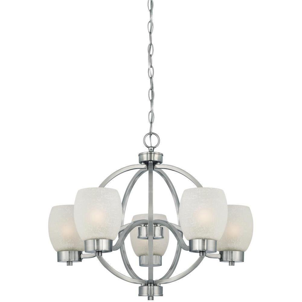 Westinghouse Karah 5-Light Brushed Nickel Chandelier-6341200 - The Home ... within Unveiling the Charm of Farmhouse Eight-Light Chandeliers in Brushed Nickel