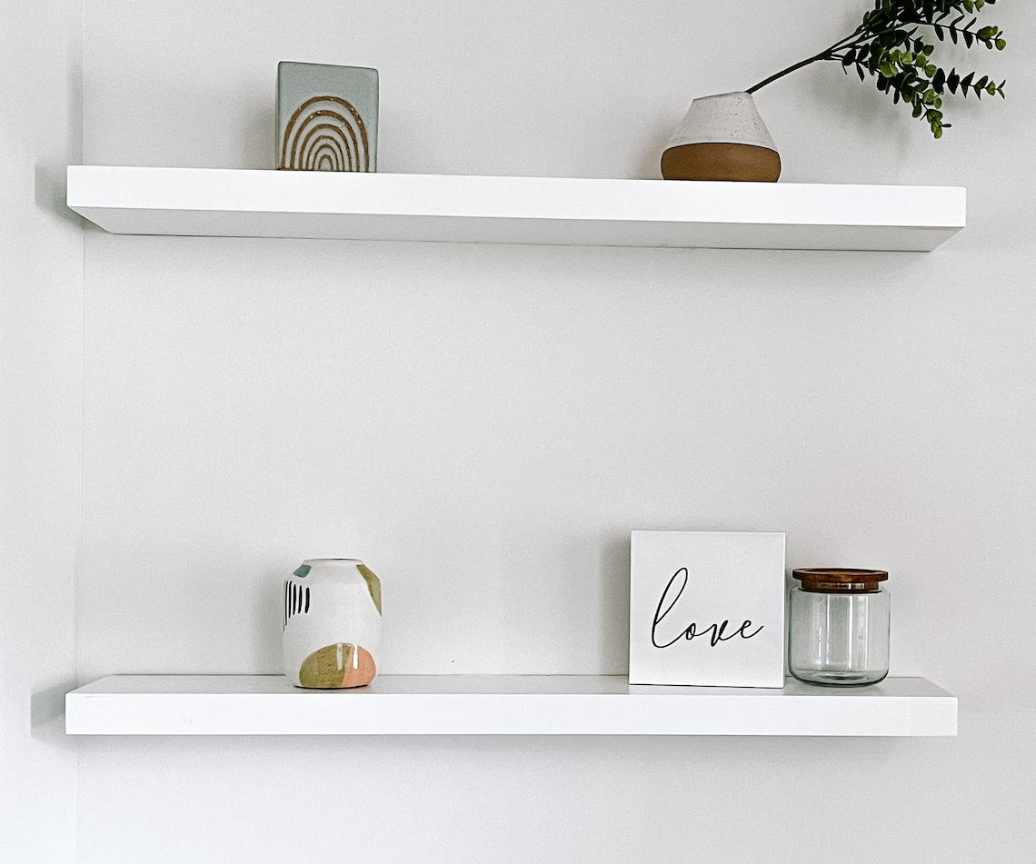 White Floating Shelves White Shelf Floating Shelves - Etsy with regard to A Closer Look at the Chicago White Floating Shelf Its Practicality and Appeal