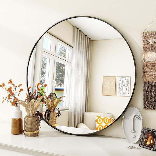 Wonder Comfort Black 30 In W X 30 In. H Classical Circle Aluminum Alloy ... pertaining to