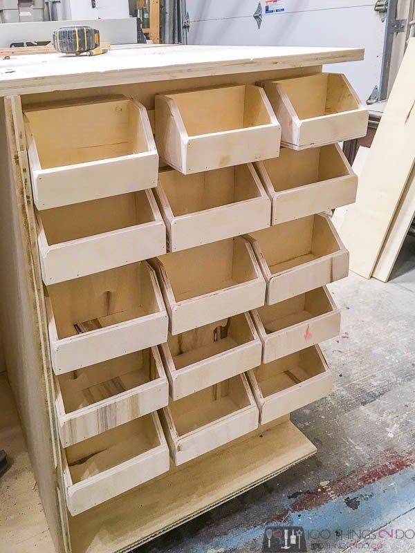 Workbench Bins, Screw Storage, Diy Storage Bins, Bolt Bins, Small Parts ... throughout The Art of Organization Mastering Industrial Wooden Bin Systems