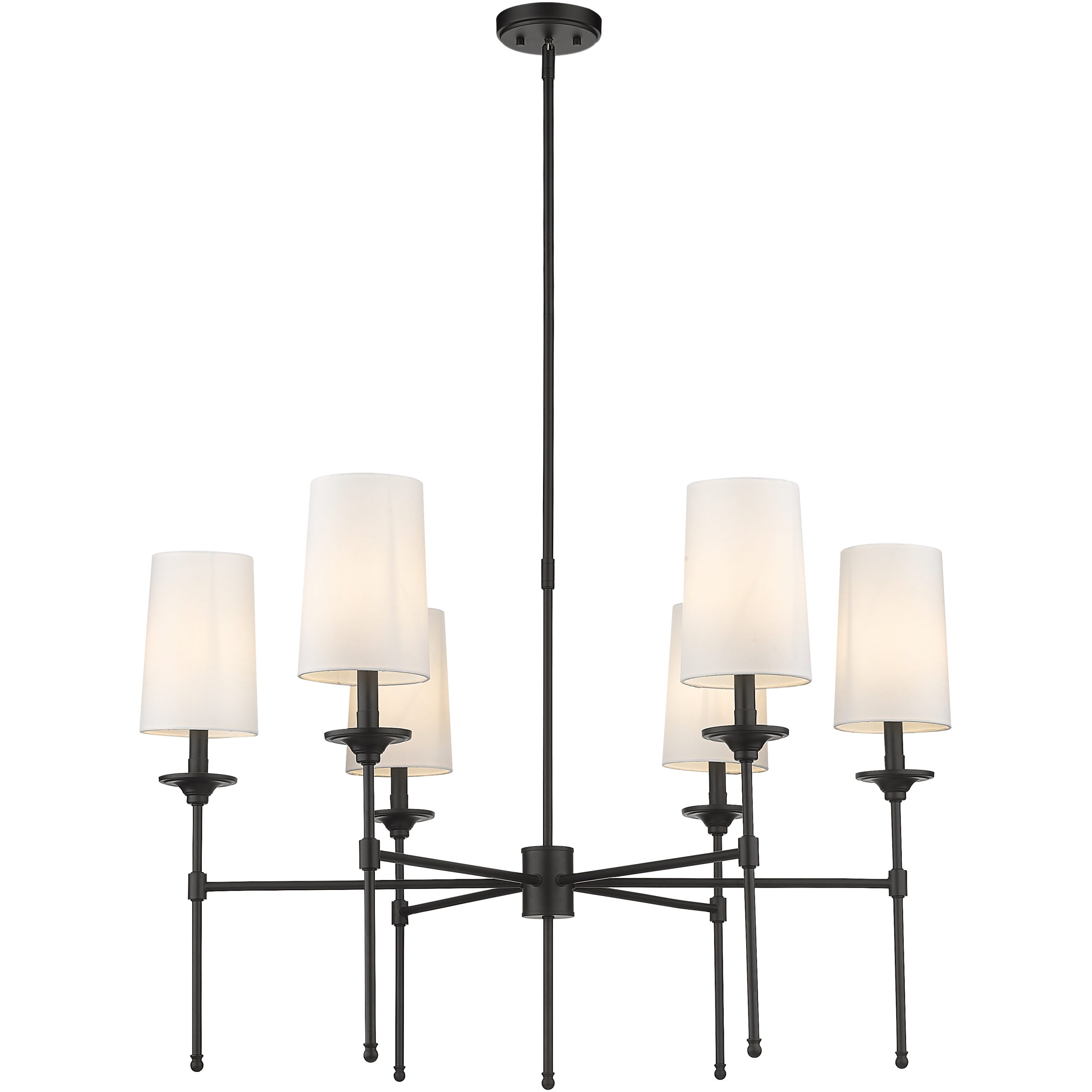 Z-Lite 3033-6Mb Emily 6 Light 38 Inch Matte Black Chandelier Ceiling Light with A Closer Look at the Z-LITE 3033-5L-RB 5 Light Chandelier in Rubbed Brass