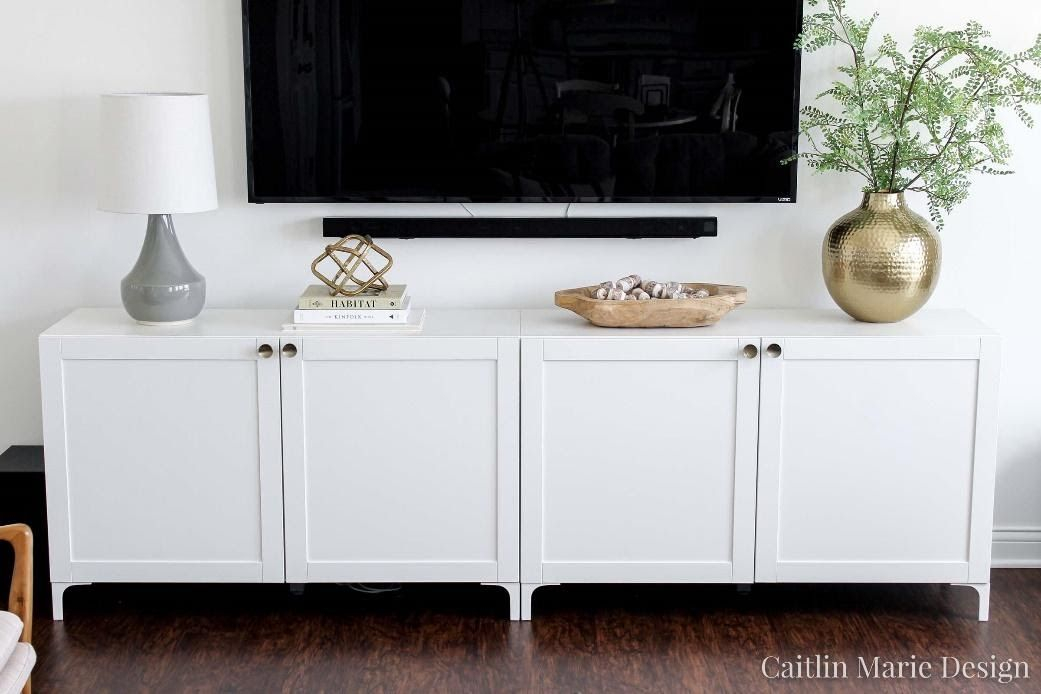 10 Media Console Ideas For Small Property Renters - Simphome | Modern ... throughout Smart ways to organize your media console without the clutter