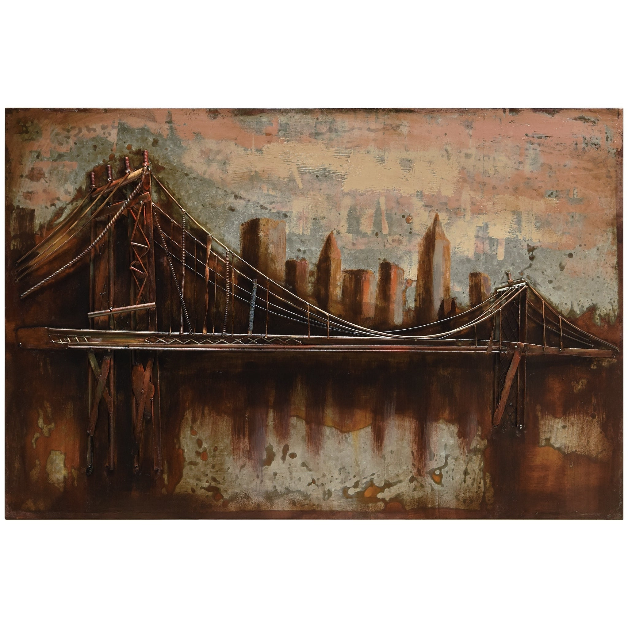 20 Photos "Bridge To The City" Mixed Media Iron Hand Painted ... regarding "Revolutions" Abstract Mixed Media Iron Hand Painted Dimensional Wall Art