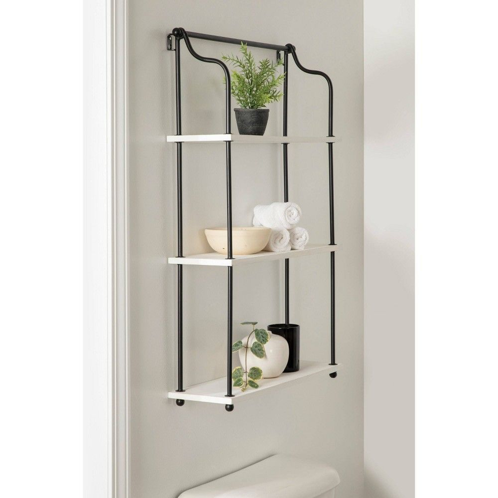 21" X 32; Walters Wood/Metal 3 Tier Shelving White - Kate & Laurel All ... throughout Walters Wood And Metal 3-Tier Shelving, Black 21X32