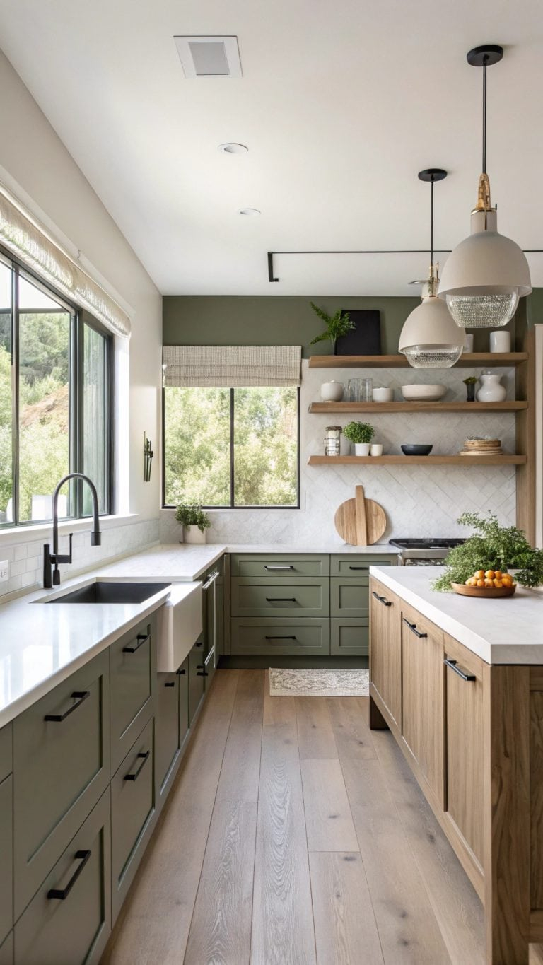 23 Stunning Olive Green Kitchen Cabinets in Kitchen Of The Week: Green Walls Bring Bold Style