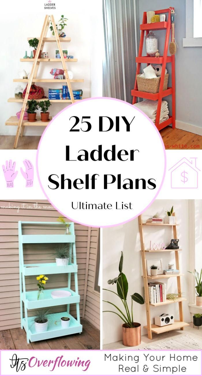 25 Simple Diy Ladder Shelf Plans To Organize Things Creatively | Diy ... within Ladder Shelf Design
