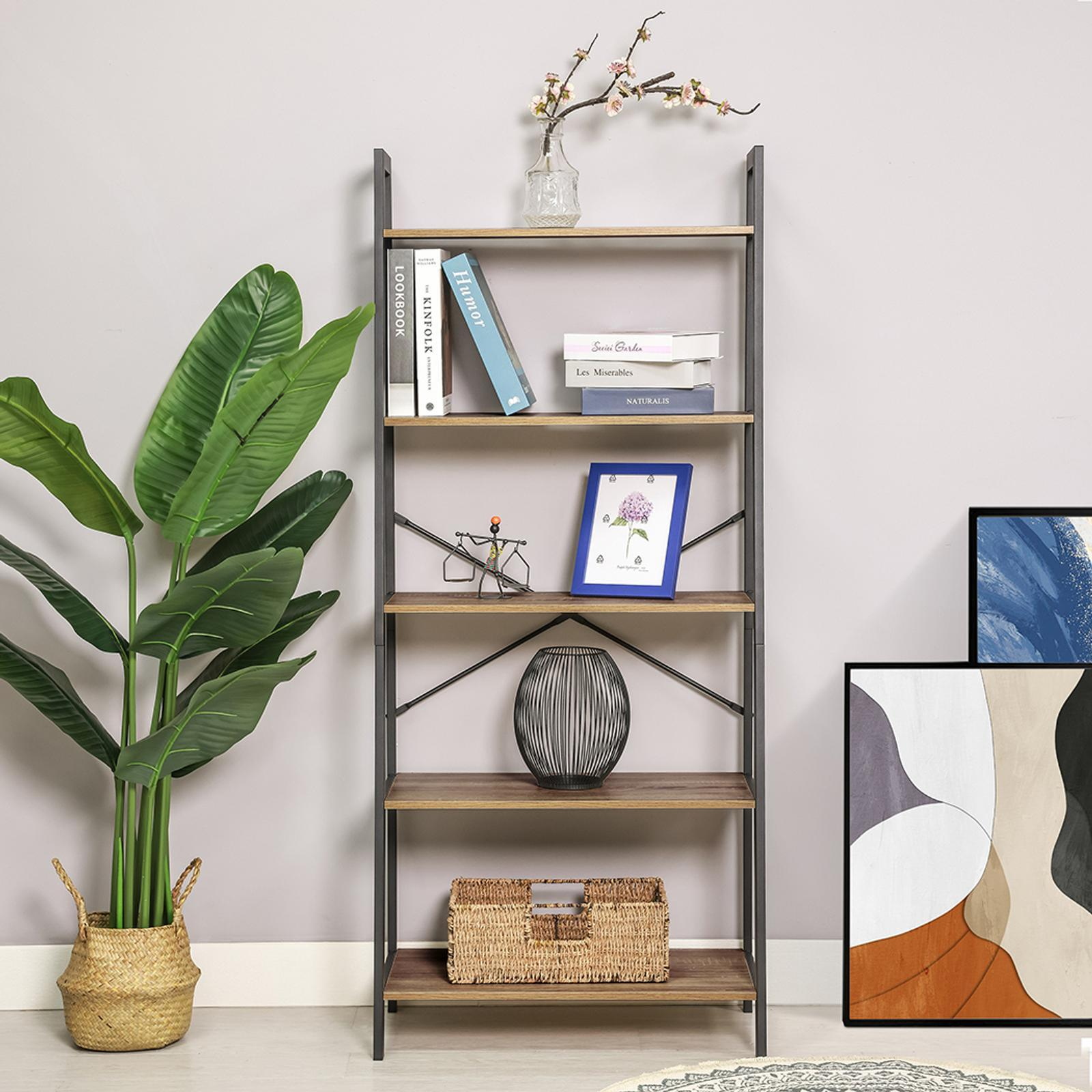 2Pc Rome Industrial Style 5 Tier Display Shelf Set Oak - Bunnings Australia with regard to 5-Tier Display Etagere Shelf For Living Room