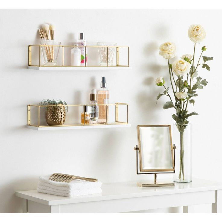 2Pk 18" Benbrook Wood And Metal Wall Shelf Set White - Kate & Laurel ... within Elevating Your Space with the Sudbury Wood and Metal Shelf Set