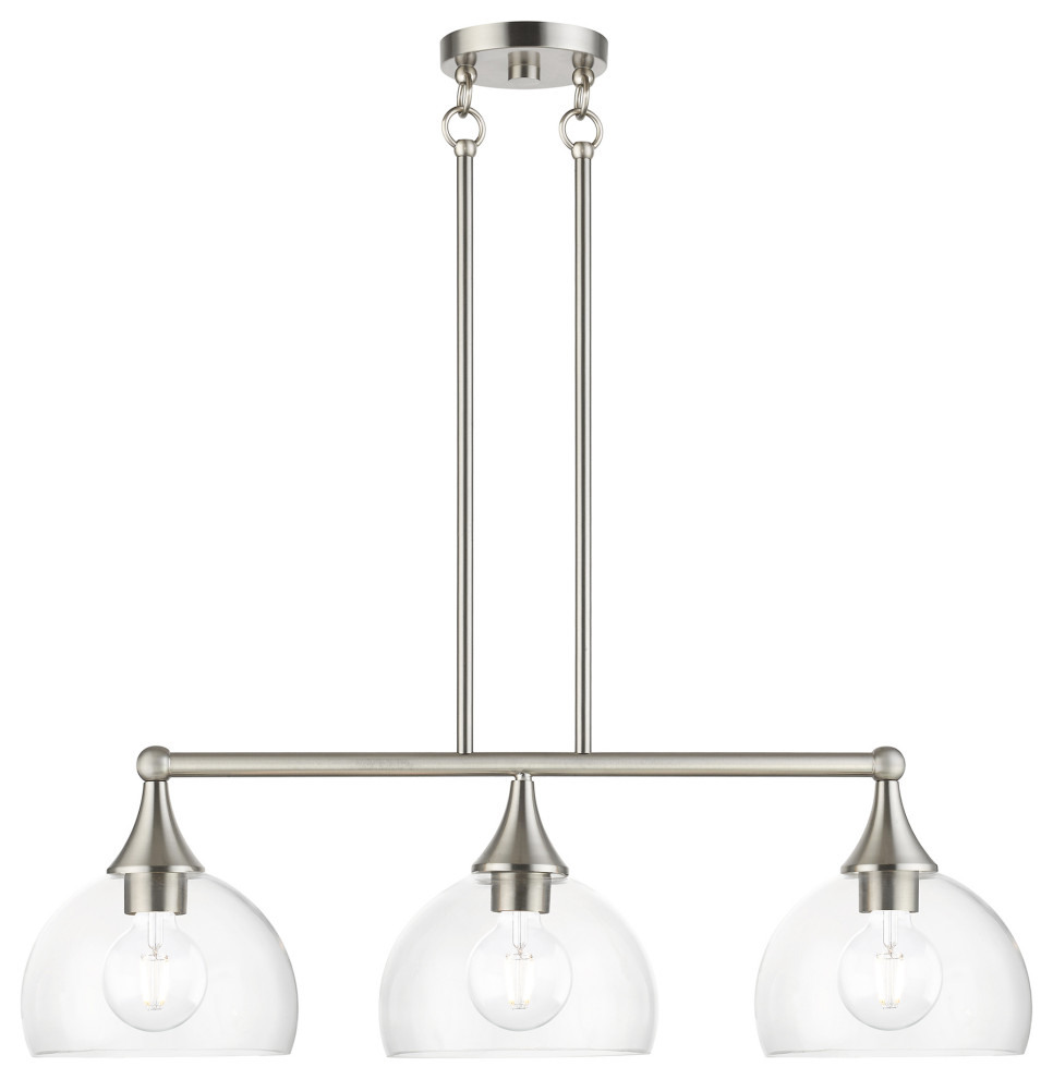 3 Light Brushed Nickel Linear Chandelier - Transitional - Kitchen ... regarding Installation Tips for Your New 3 Light Brushed Nickel Linear Chandelier