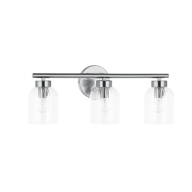 3 Light Incandescent Clear Ribbed Glass Vienna Vanity, Polished Chrome - Walmart.com regarding Finding the Perfect Light The Annabel Vanity's Clear Glass Appeal
