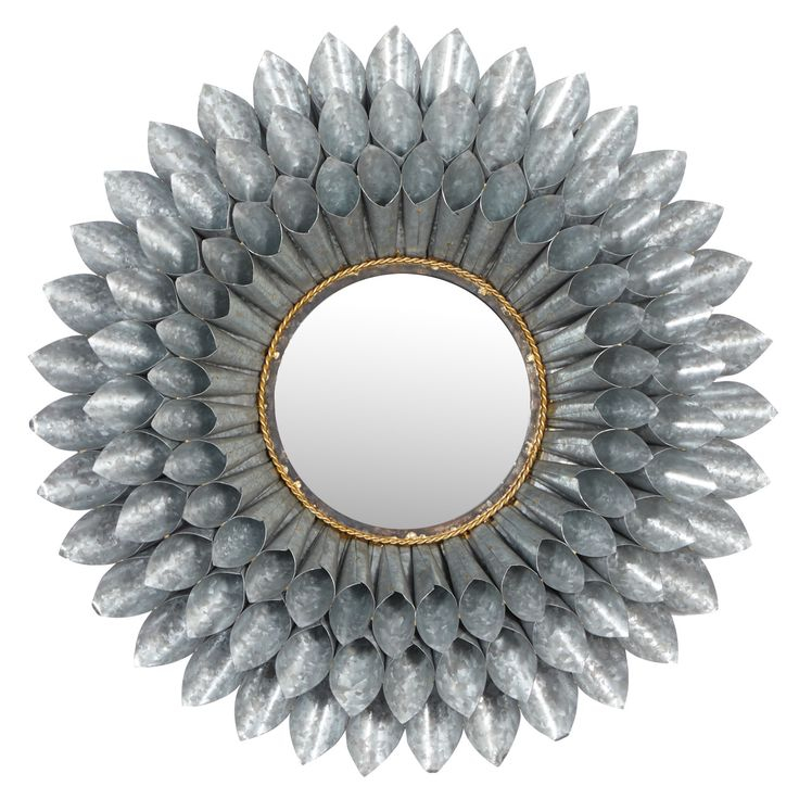 32" Gray Contemporary Galvanized Metal Wall Mirror | Michaels | Galvanized Metal Wall, Framed ... regarding Galvanized Metal Wall Mirror