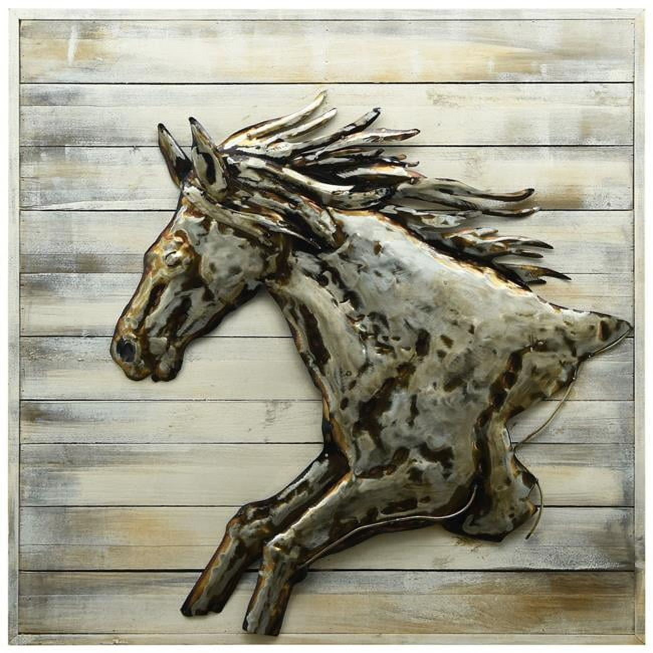32 X 32 In. Golden Horse Hand Painted Primo Mixed Media Iron Wall ... in Understanding the Materials and Techniques Behind Primo Mixed Media Hand Painted Metal Art