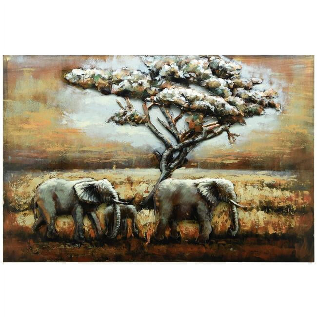 32 X 48 In. Elephants Hand Painted Primo Mixed Media Iron Wall ... inside "Ballroom Dancers" Primo Mixed Media Hand Painted 3D Metal Wall Art