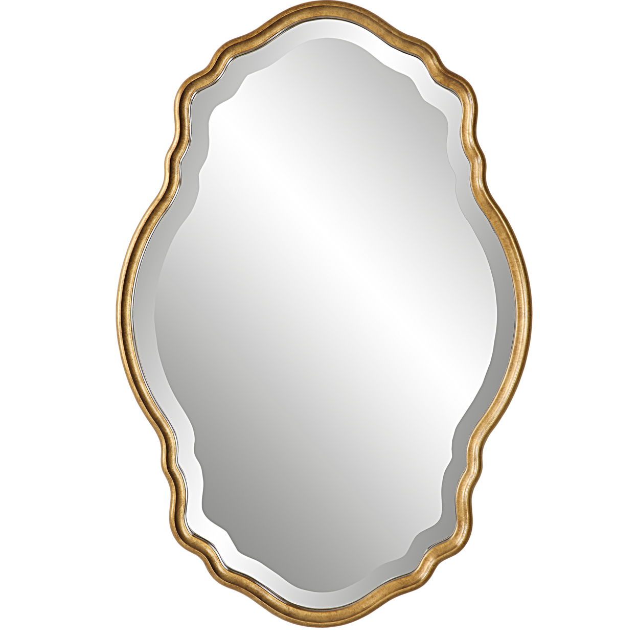 33 Inch Wood Wall Mirror, Elongated Quatrefoil, Gold, Saltoro Sherpi ... in Adding a Touch of Luxury with a Benzara Wood Wall Mirror