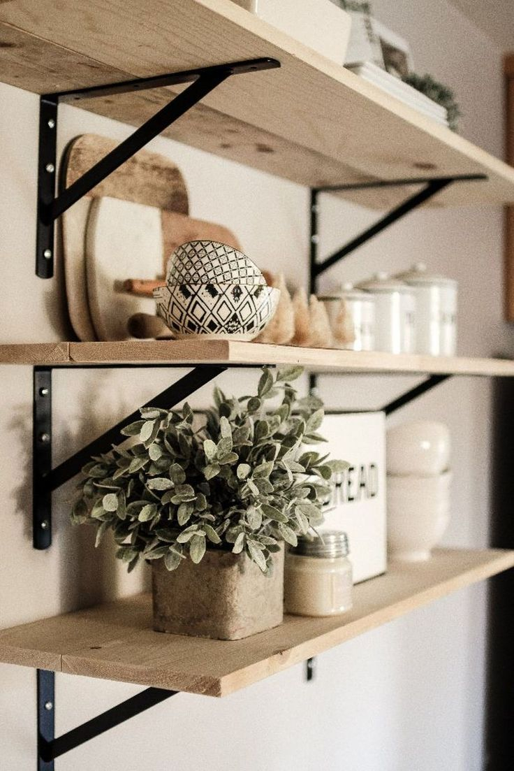 39 Popular Farmhouse Kitchen Wall Shelves Ideas With Most Wonderful ... pertaining to Farmhouse Shelving Ideas