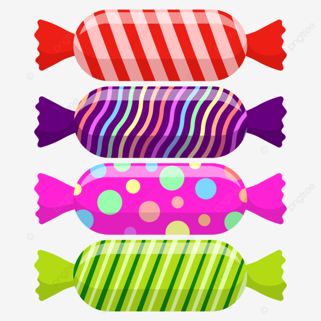 4 Set Of Candy With Colorful Plastic Wrap, Candy Vector, Candy, Food ... pertaining to Understanding the Unique Appeal of the Color Candy I Artwork Set