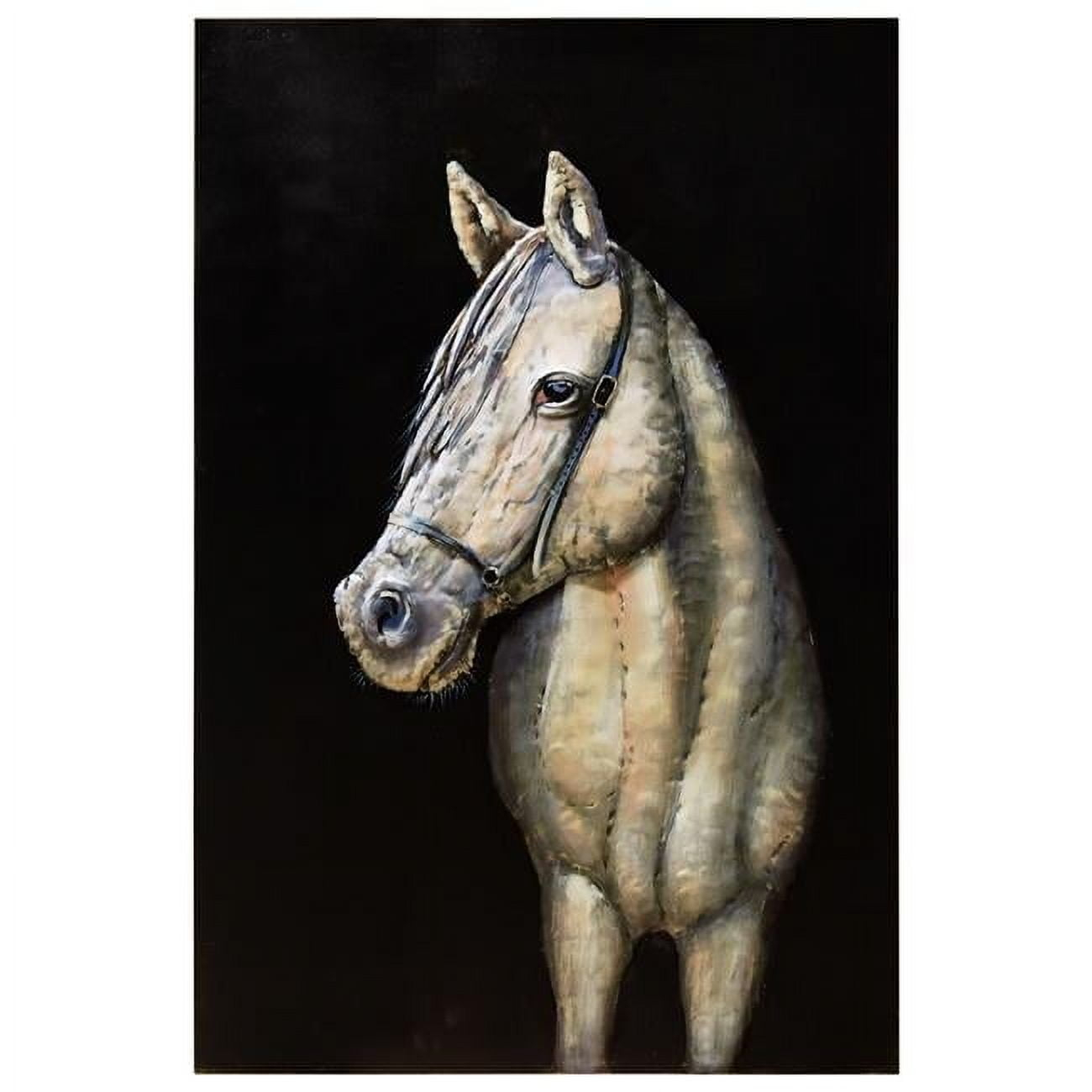 48 X 32 In. White Horse Hand Painted Primo Mixed Media Iron Wall Sculpture 3D Metal Wall Art ... intended for Rustic Flow 1" How 3D Metal Art Transforms Your Space