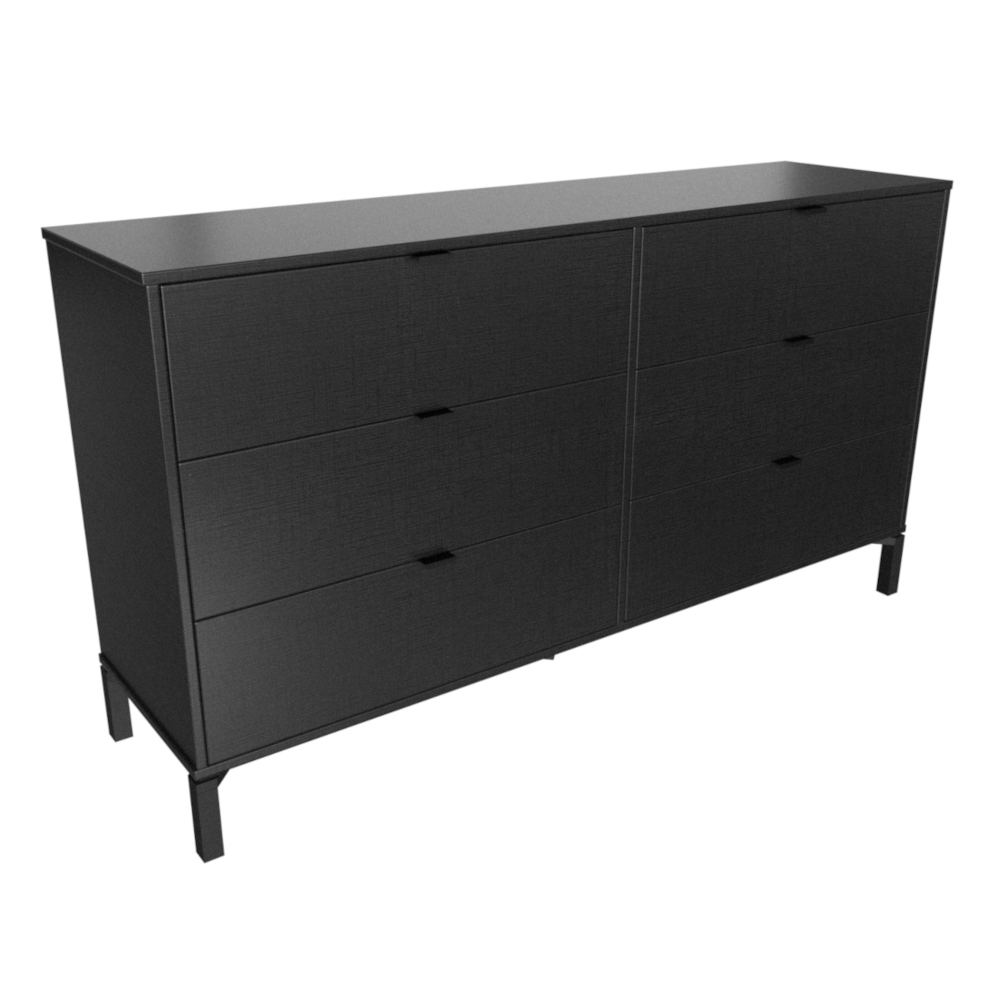 59" Black Charcoal Six Drawer Double Dresser with regard to 59" Black Charcoal Six Drawer Double Dresser
