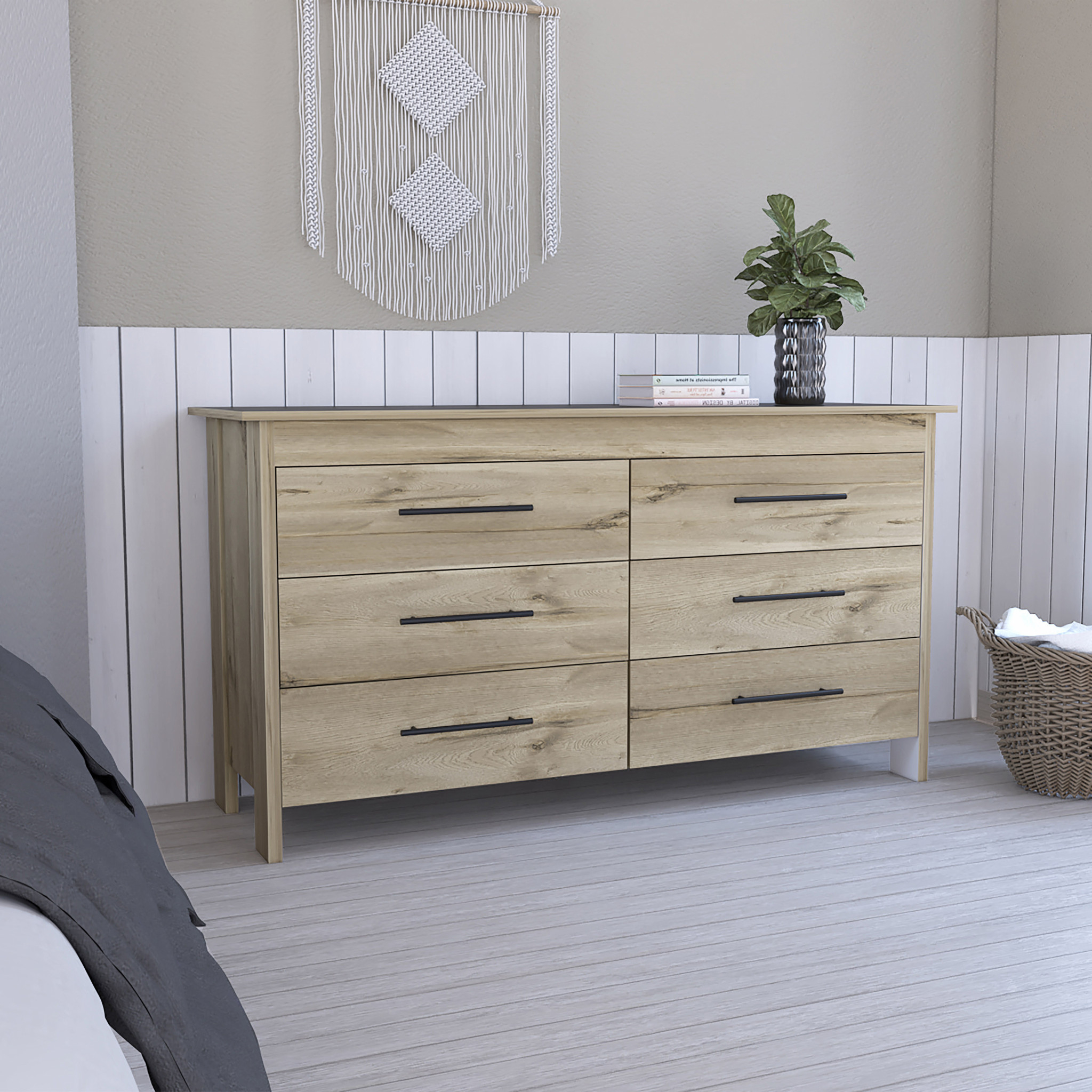 59" Natural And Black Six Drawer Double Dresser with regard to A Closer Look at the 59" Black Charcoal Six Drawer Dresser Its Features and Function