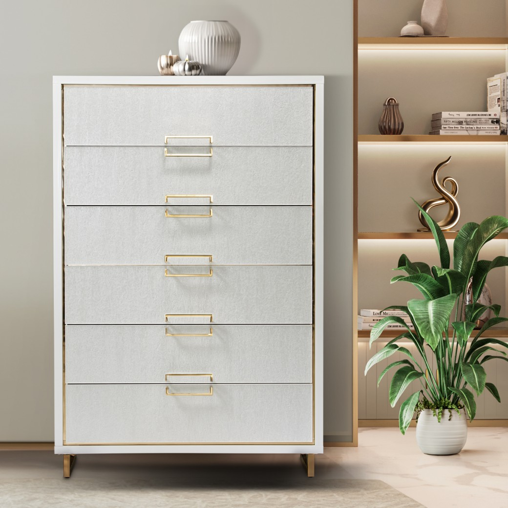 6 Drawer Chest Cloud White Palm Gate Collection By Michael Amini within Understanding the Palm Gate 6-Drawer Chest Cloud White Your Guide to Style and Storage