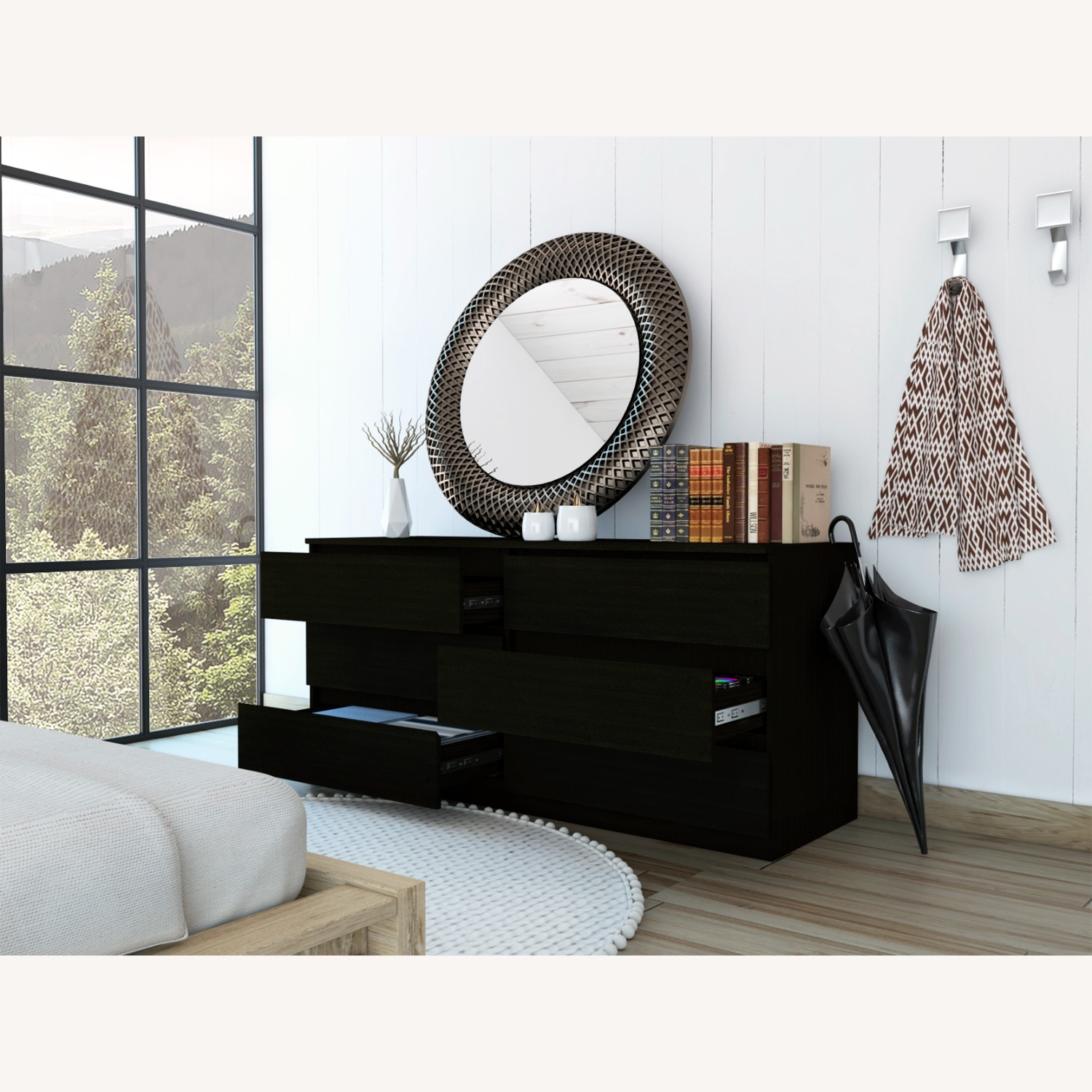 6 Drawer Double Dresser Tronx Bedroom Black - Aptdeco throughout Choosing the Right Placement for Your Luxor 6 Drawer Double Dresser