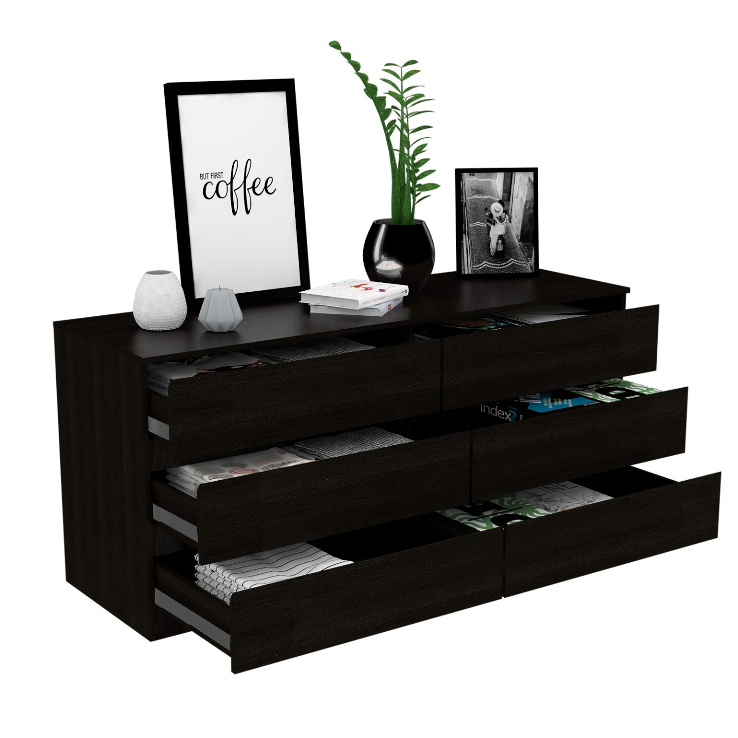 6 Drawer Double Dresser Tronx Bedroom Black - Aptdeco with Choosing the Right Placement for Your Luxor 6 Drawer Double Dresser