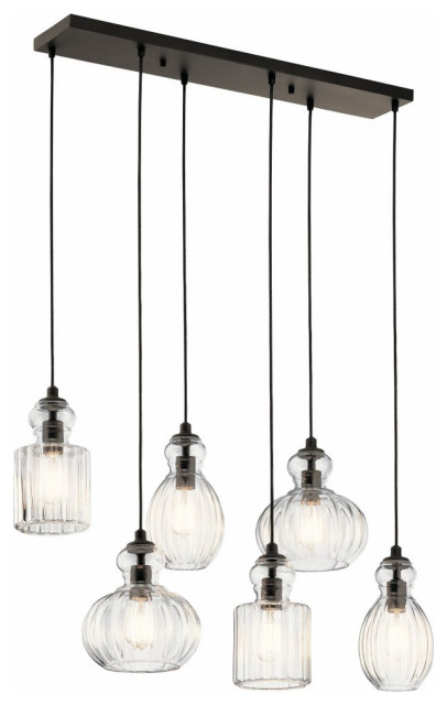 6 Light Double Linear Pendant - 12.25 Inches Wide-Olde Bronze Finish ... pertaining to Bringing Warmth and Light A Guide to 6-Light Linear Pendants