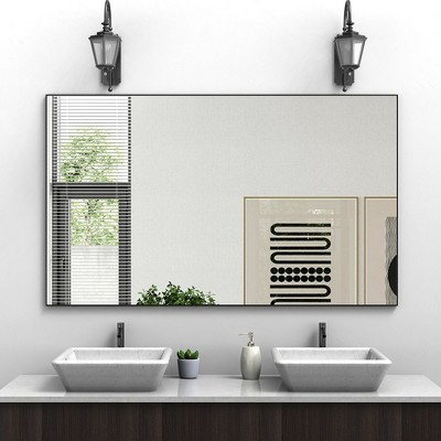60X36In Rectangle Bathroom Mirror With Aluminium Frame Large Wall ... intended for Rectangle Rotating Wall Mirror
