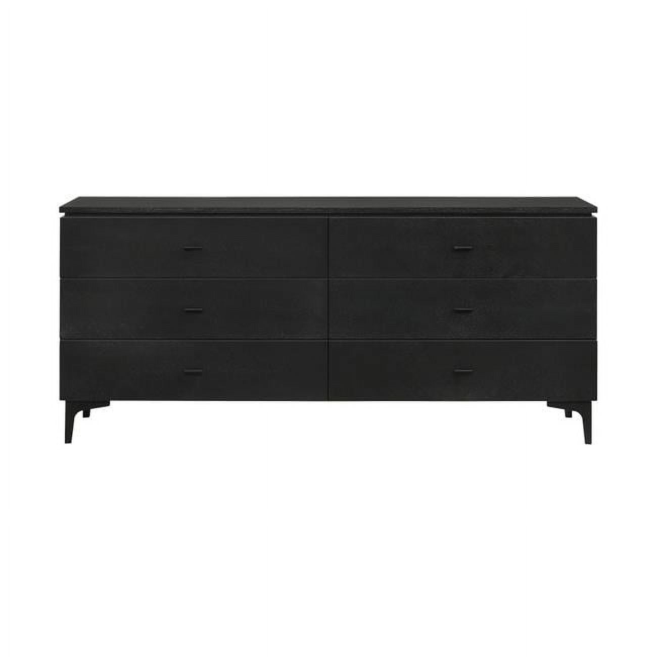 63 In. Black Six Drawer Double Dresser - Walmart.com inside 59" Black Charcoal Six Drawer Double Dresser