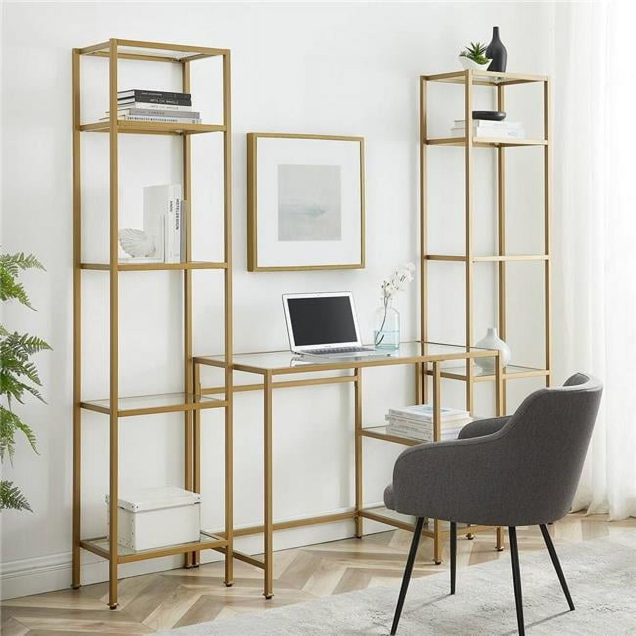78 X 20 X 73 In. Aimee Desk & Etagere Set - Desk & 2 Narrow Etageres ... within Aimee Etagere Set Inspiring Ways to Integrate It Into Your Home