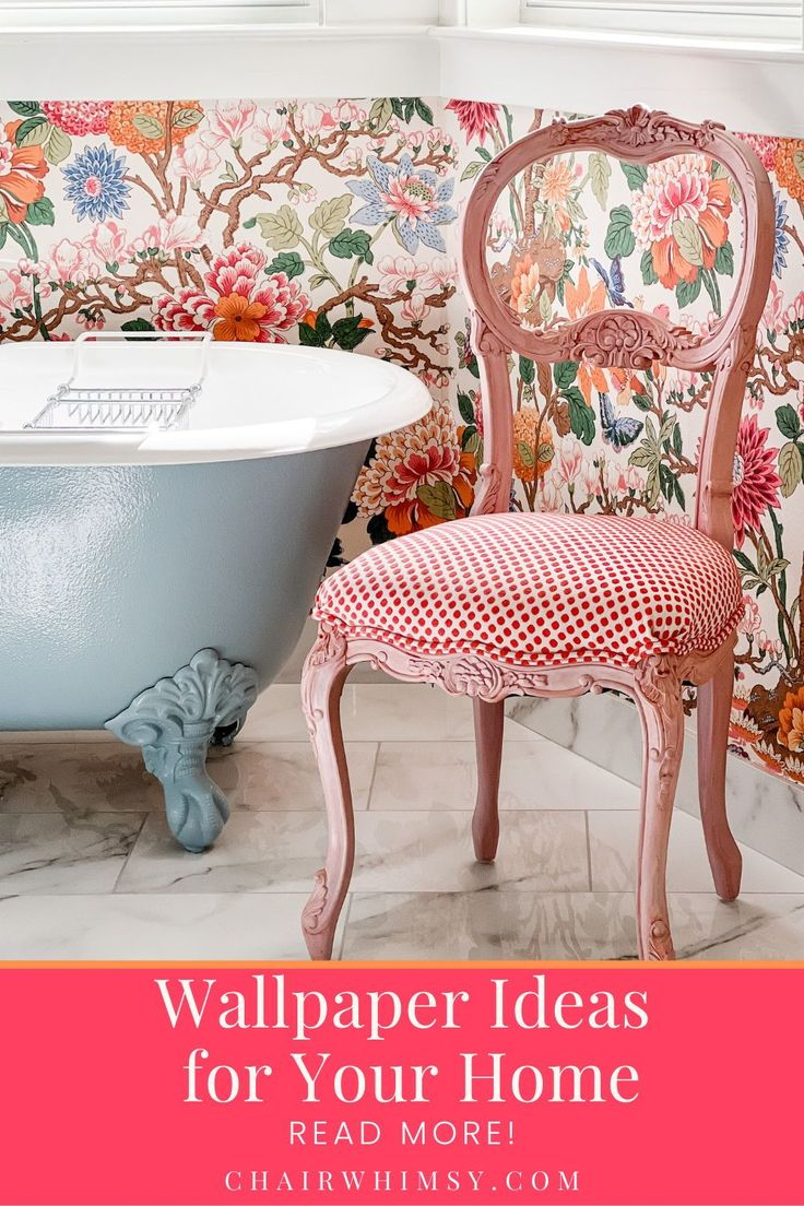 A Little Wallpaper Goes A Long Way - Chair Whimsy | Chair, Bathroom Colors, Bathroom Makeover inside Diy Project: Wallpaper Goes Mobile
