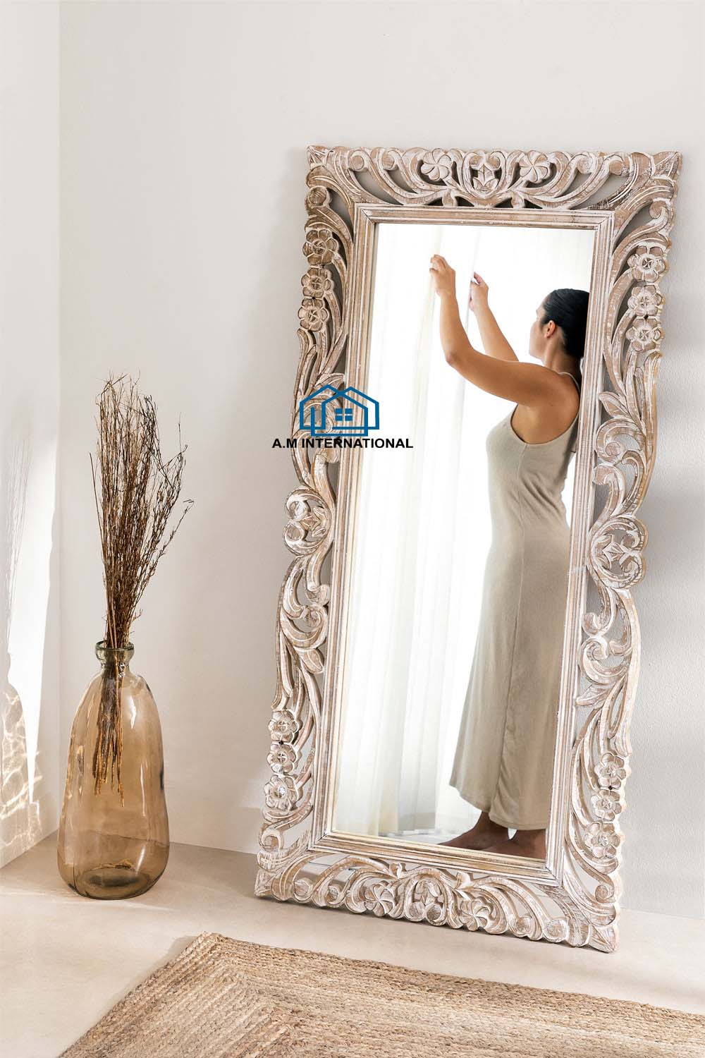 A.m International Wooden Hand Carved Decorative Wall Mirror Frame In ... within Unlocking Potential How Unfinished Maple Frames Elevate Your Decor