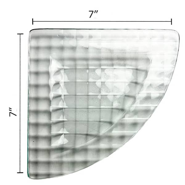 Abolos 7 In. D X 7 In. W X 0.24 In. H Clear Glass Floating Corner ... pertaining to Clear Glass Floating Shelf With Chrome Brackets 24X6"