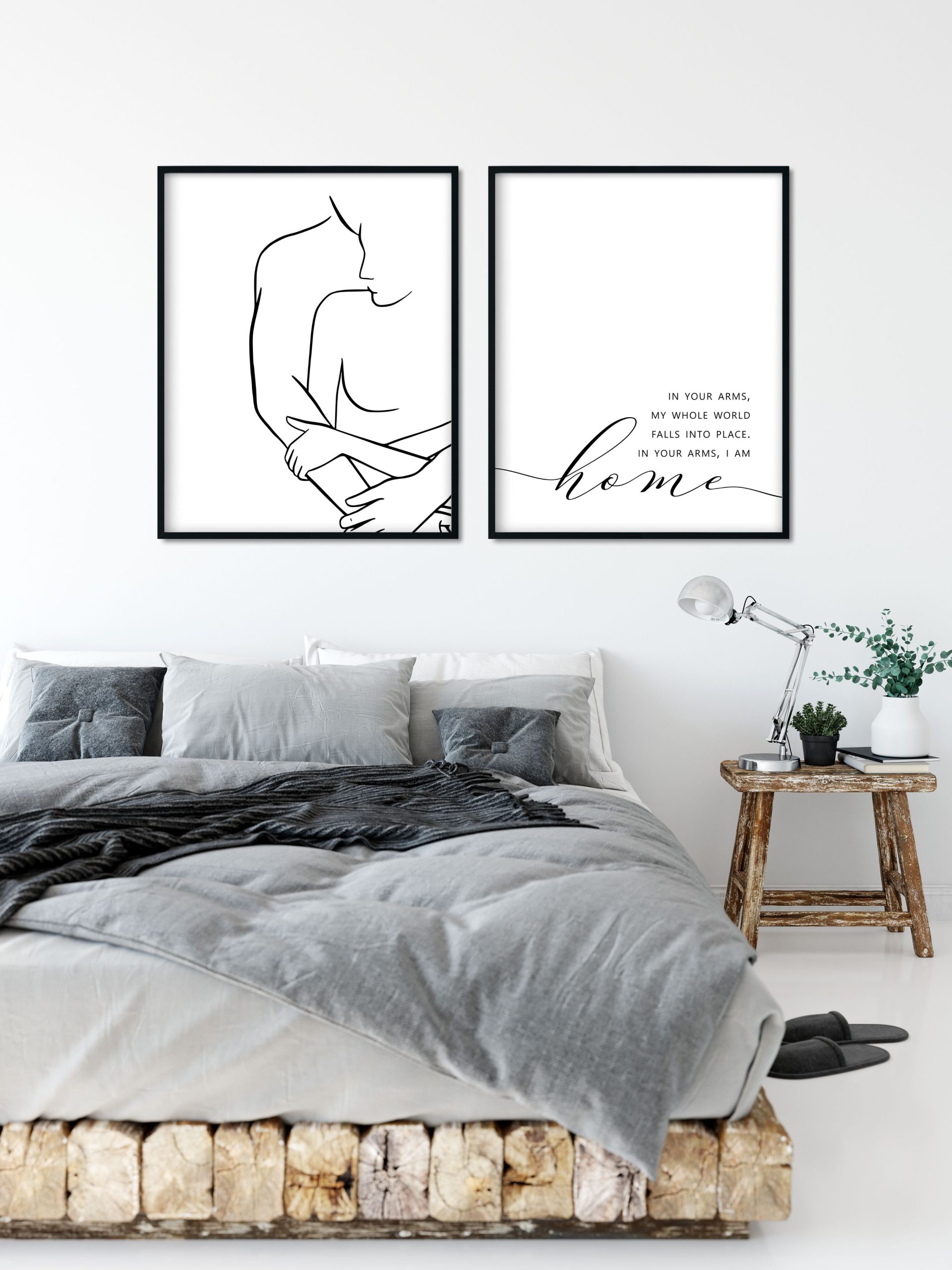 Abstract Couple Line Art Printable Bedroom Wall Art Set Of 2 Bedroom ... with Making Your Bedroom Walls a Masterpiece A Guide to Artful Decor