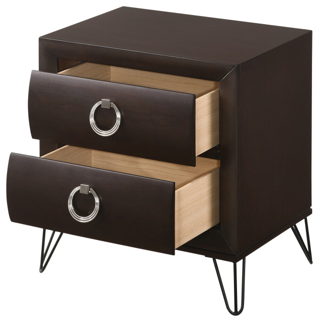 Acme Tablita Nightstand, Dark Merlot - Midcentury - Nightstands And Bedside Tables - By ... regarding Acme Tablita Mirror, Dark Merlot