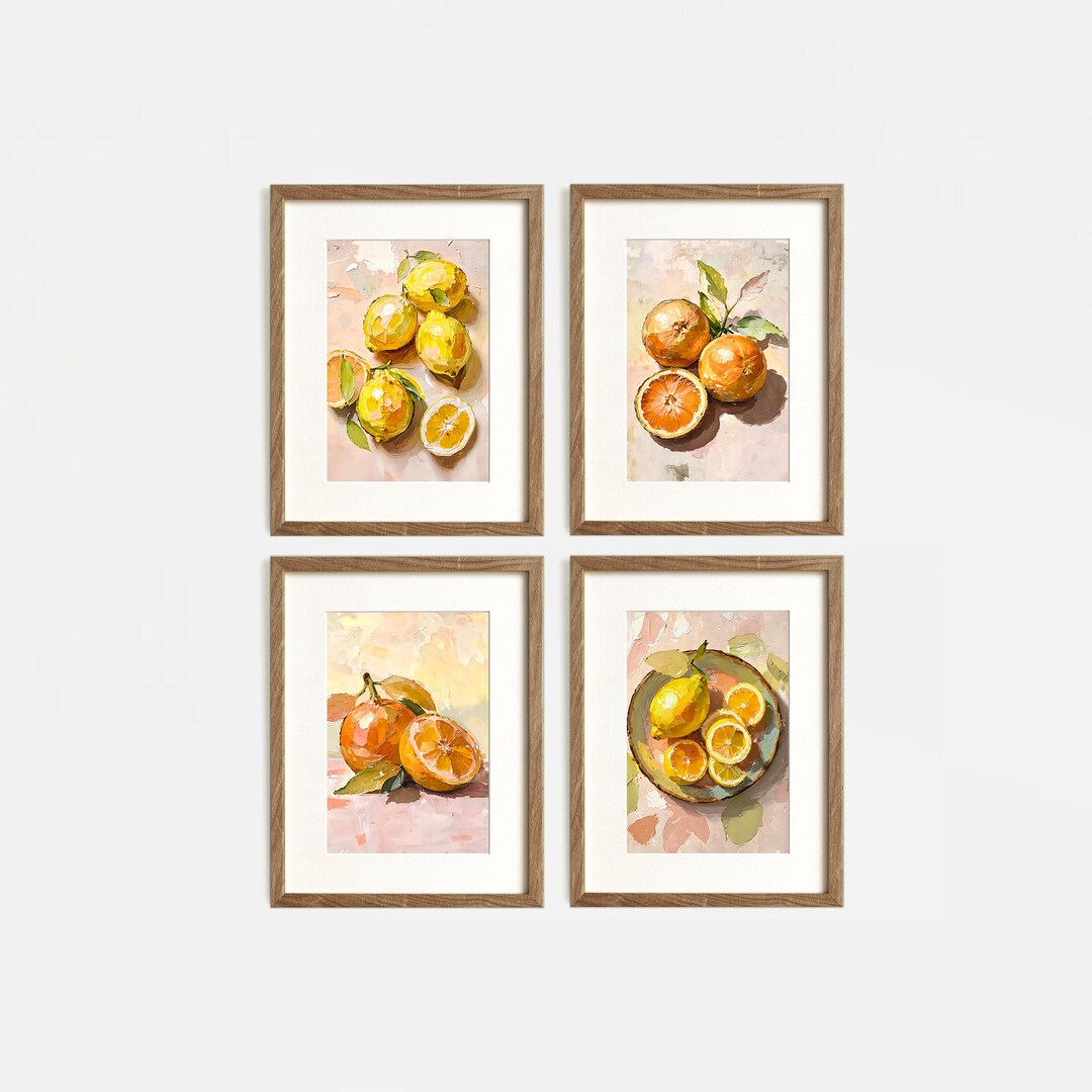 Aesthetic Kitchen Wall Art 4 Piece Set Citrus Wall Art Kitchen Art ... with regard to Color Candy I Artwork, 4-Piece Set