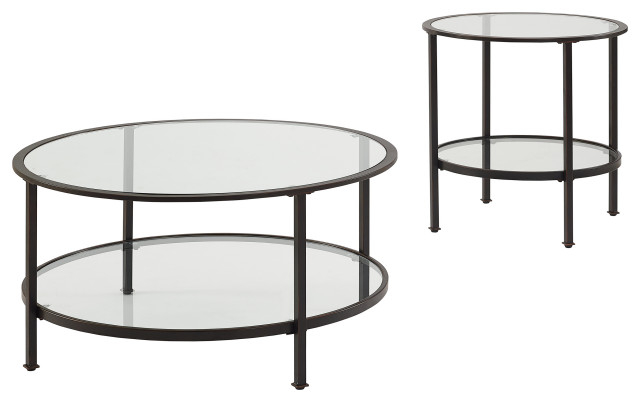 Aimee 2-Piece Coffee Table Set, Oil Rubbed Bronze Coffee, End Table - Transitional - Coffee ... in Aimee 3Pc Etagere Set Oil Rubbed Bronze